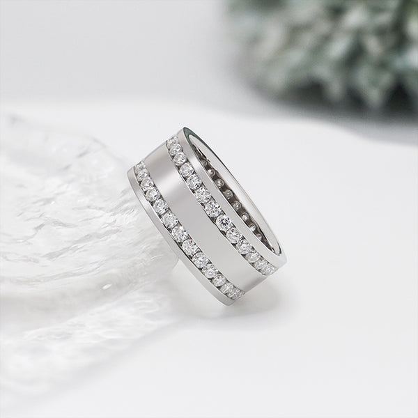 R00496-Paston Custom DEF VVS 1.3mm Round Moissanite Ring Band