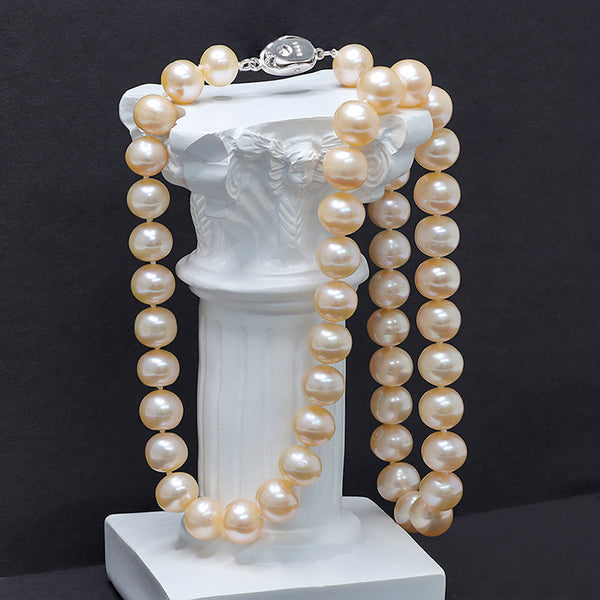 P009- 8-9MM Gold Color Frashwater Pearls Necklace