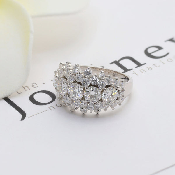 R0085-5MM 3 Rows Round Moissanite Ring Band