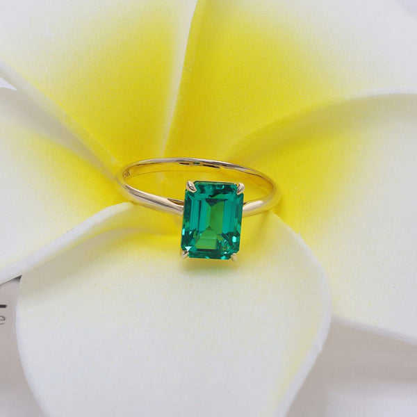 R0098-1.8ct Lab Grown Emerald Solitaire Ring