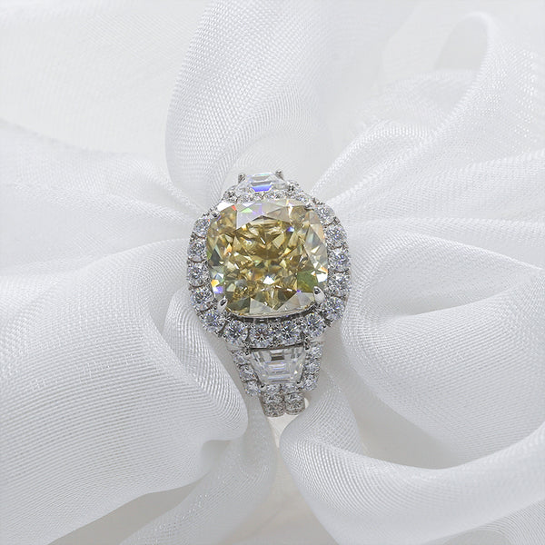 R00390-5CT Yellow Cushion Moissanite Ring