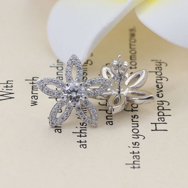 1CT+1CT Moissanite Round Brilliant Flower Styles Earring Studs