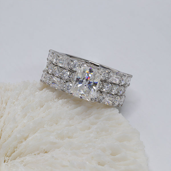 R00506-Paston Custom 3ct 7x9mm Radiant Cut Moissanite Ring Set