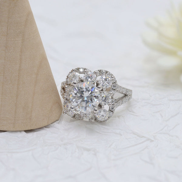 R00204-High Setting 2ct Round Cut Moissanite Ring