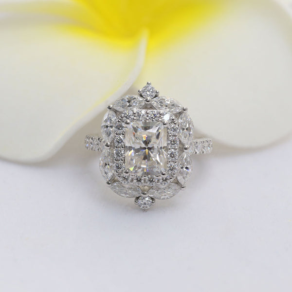 R00210-3ct Radiant Cut Moissanite Ring