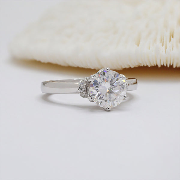R00571-Paston Custom 8mm 2ct Round Moissanite Ring