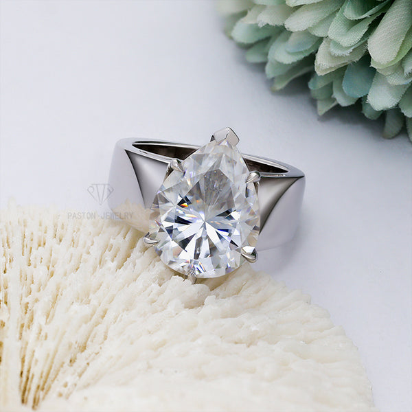 R00640-Paston Custom 12x16mm 8ct Pear Moissanite Ring