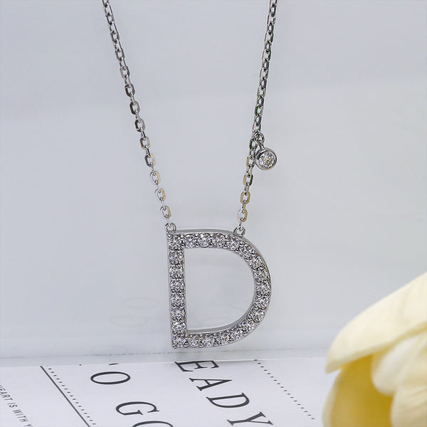 N055-"D" "G" Moissanite Letter Pendant Necklace