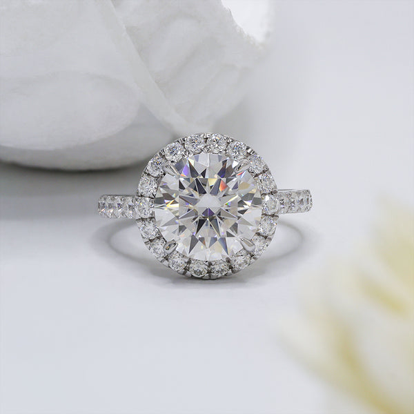 R00593-Paston Custom 10mm 4ct Round Brilliant Cut Moissanite Ring