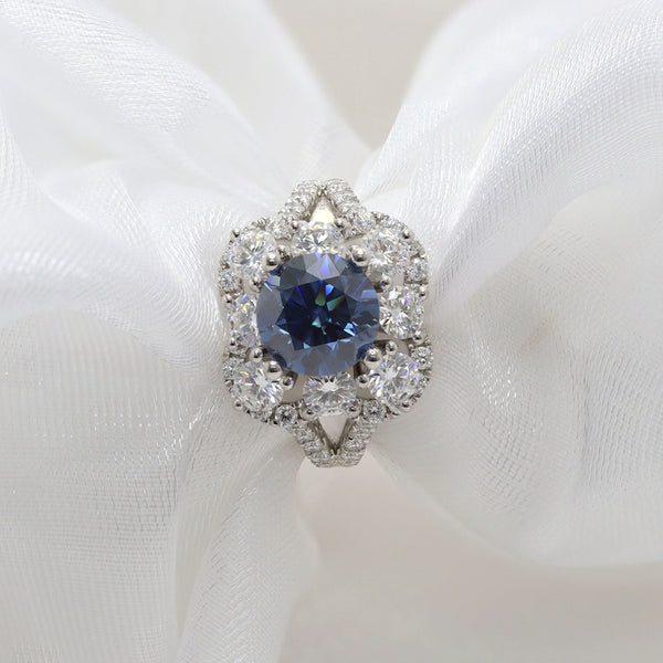 R00202-3CT Original Blue Moissanite Ring