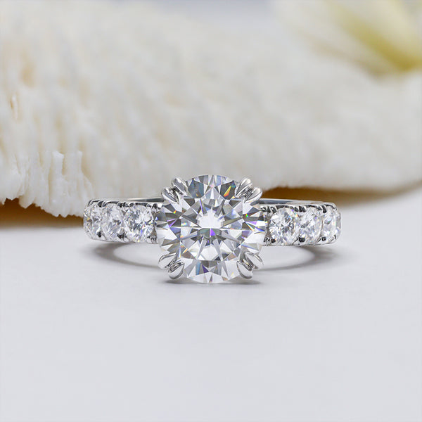 R00572-Paston Custom 9mm 3ct Round Moissanite Ring Full Enternity