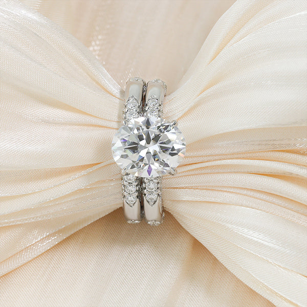R00518-Paston Custom 5ct 9x11mm Oval Moissanite Ring Set