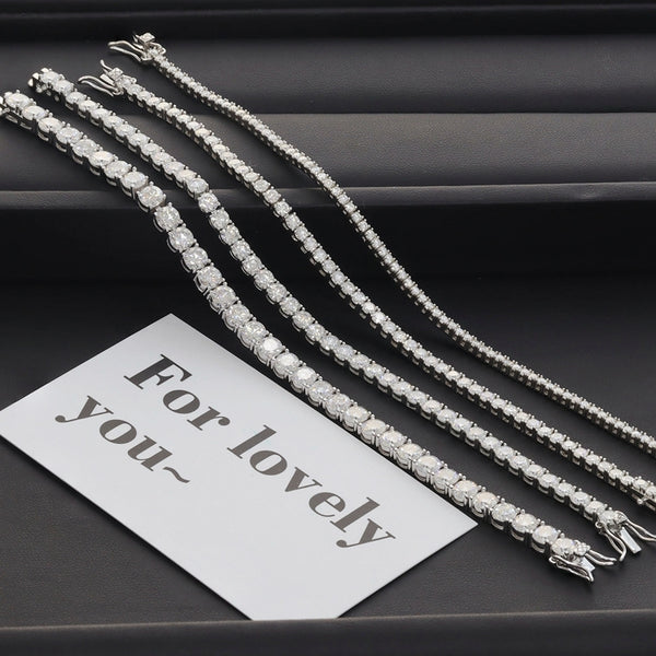 TK01- Wholesale Silver White Moissanite 2mm 3mm 4mm 5mm Tennis Bracelet