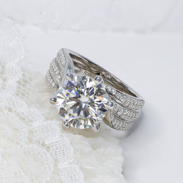 R00579-Paston Custom 11mm 5ct Round Brilliant Cut Moissanite Ring