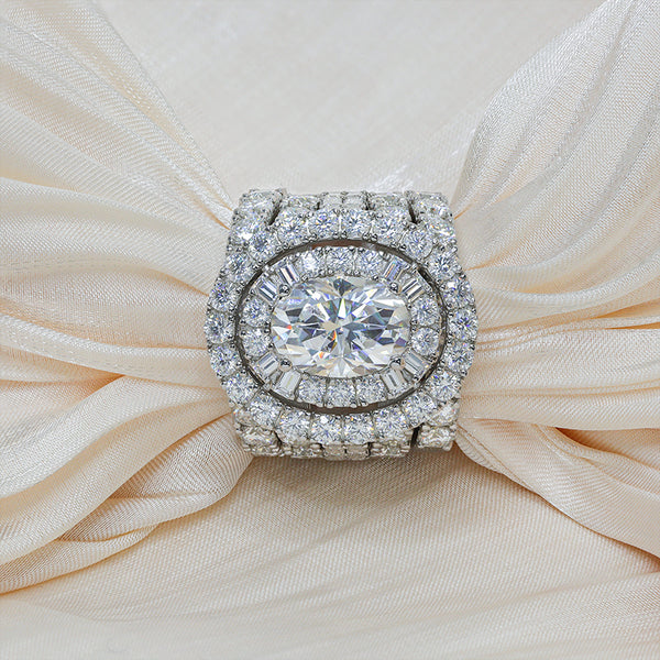 R00508-Paston Custom 4ct 8x11mm Oval Moissanite Ring Set