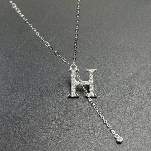 L004-18K 0.286CT Lab Diamond  "H" Letter Pendant Necklace