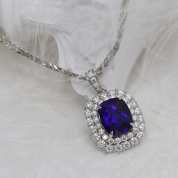 N050- 6CT Lab Grown Sapphire&Moissanite Pendant (No Chain)