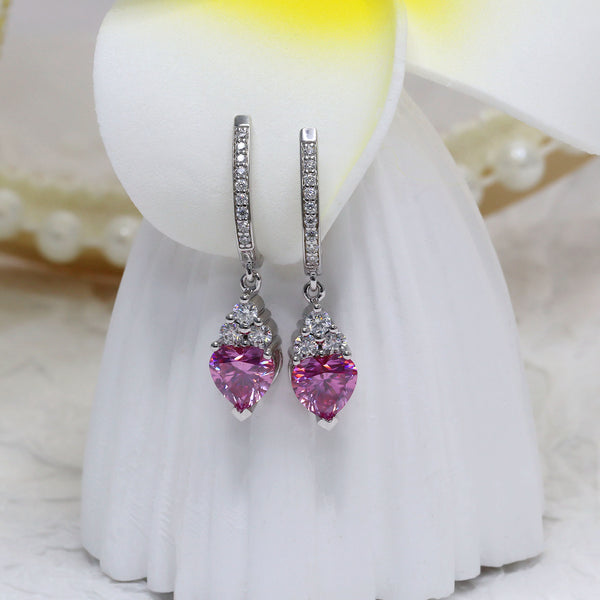 1CT+1CT Pink Heart Shape Moissanite Earrings