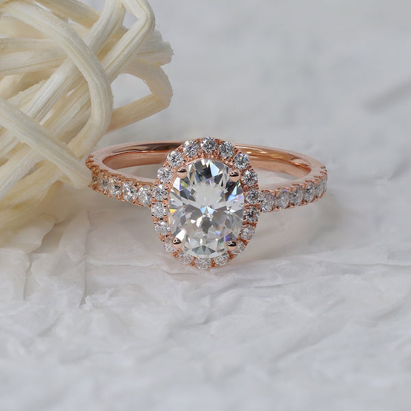 R0068-1.5CT Oval Moissanite Halo Engagement Ring