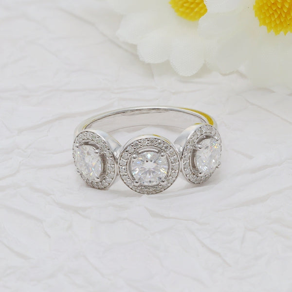 R00258-Three 5MM Moissanite Center Ring Band