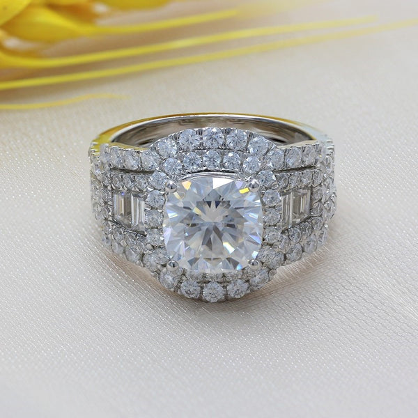 R0036- 3CT 8.5*8.5mm Cushion Moissanite Ring Set