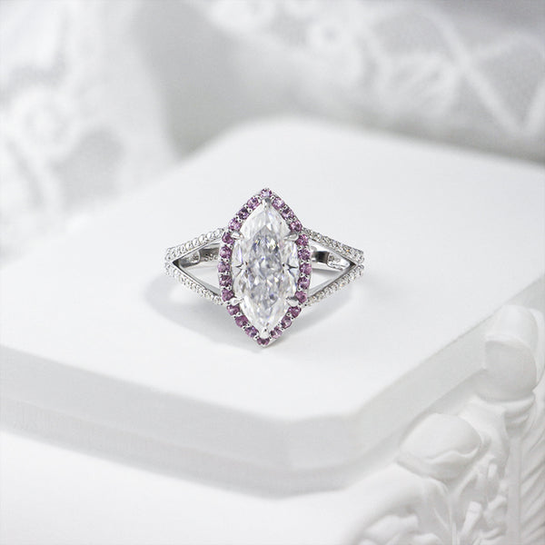 R00563-Paston Custom 7x14mm 3ct Marquise Cut DEF Moissanite Ring