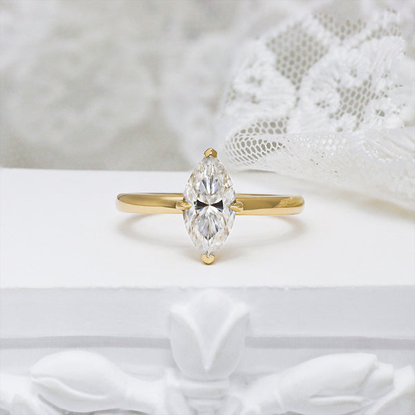 R00562-Paston Custom 6x12mm 2ct Marquise Cut DEF Moissanite Solitaire Ring