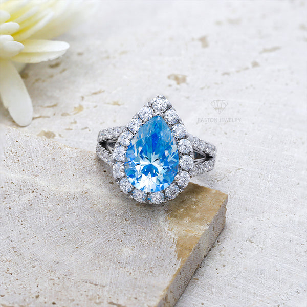 R00558-Paston Custom 9x13mm 5ct Plated Blue Moissanite Ring