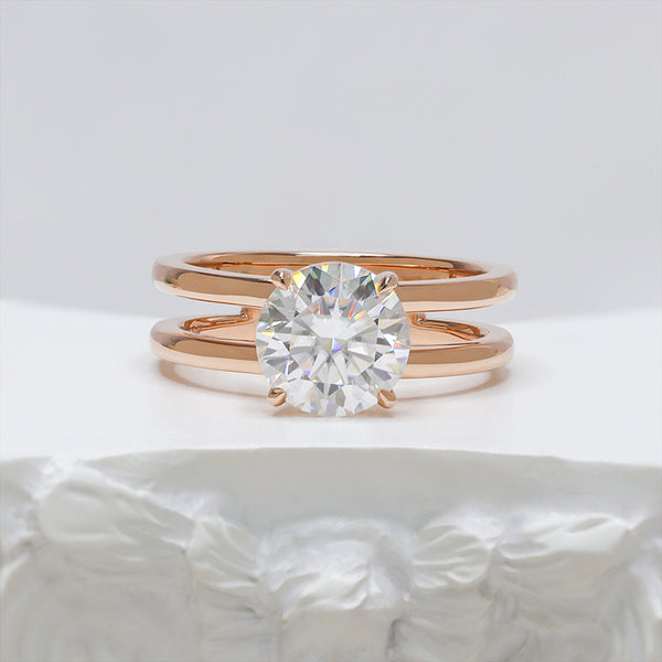 R00577-Paston Custom 8mm 2ct Round Brilliant Cut Moissanite Ring