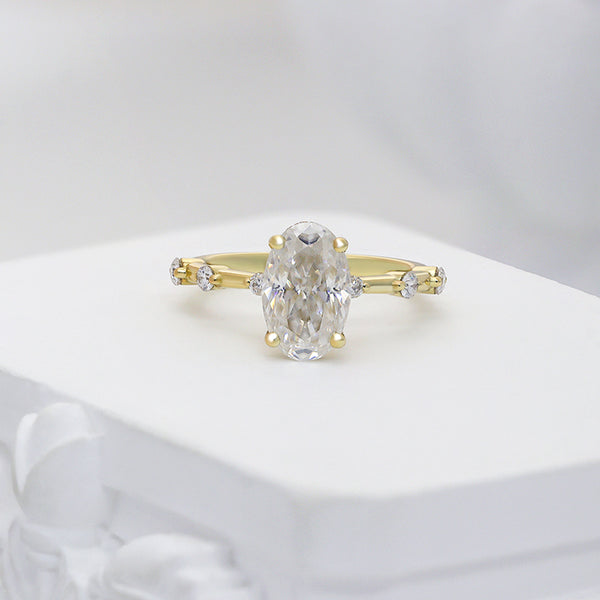 R00532-Paston Custom 7x11mm Oval Iced Crushed Cut Moissanite Ring