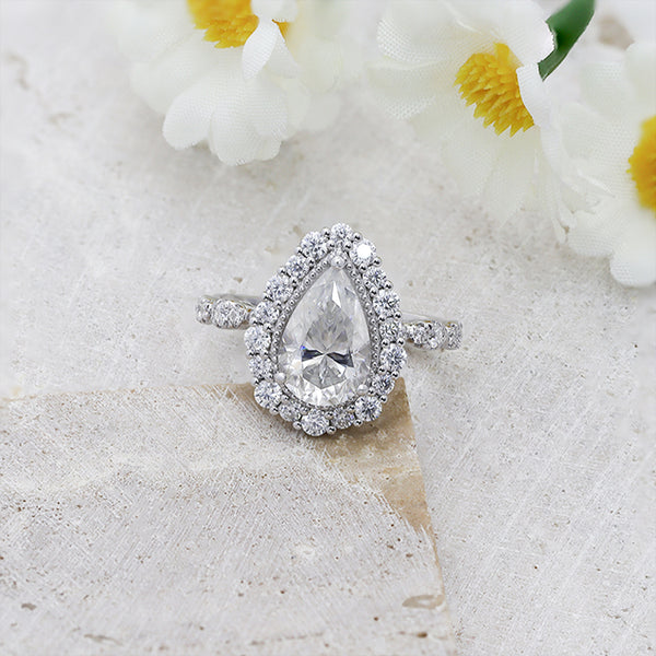 R00555-Paston Custom 3ct 7x11mm Pear Moissanite Ring
