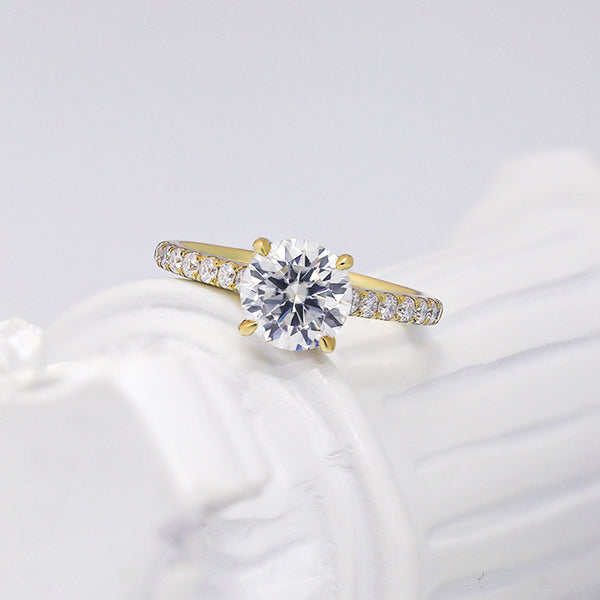 R00597-Paston Custom 7.5mm 1.5ct DEF Round Moissanite Center Women Ring
