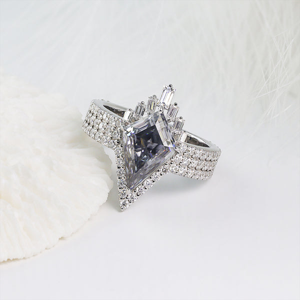 R00567-Paston Custom 9x14mm Gray Kite Moissanite Ring
