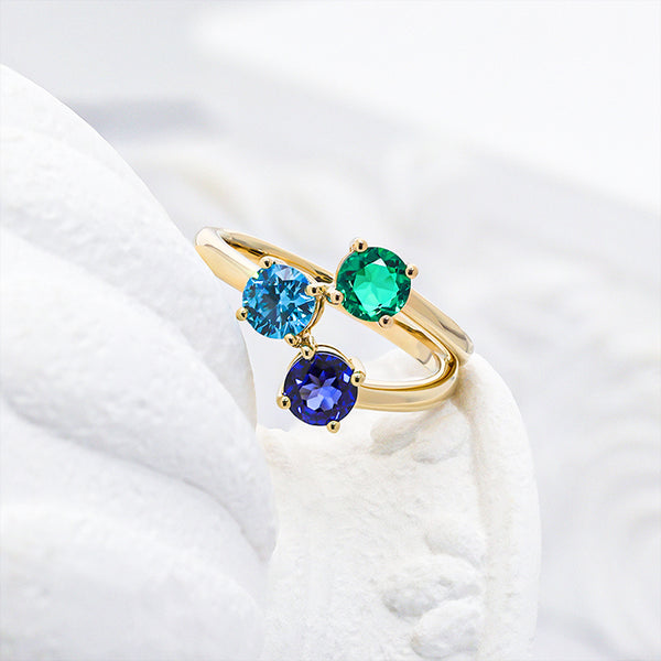 R00587-Paston Custom 5mm Round Lab Gemstones Or Moissanite Ring Can Change Into Other Colors